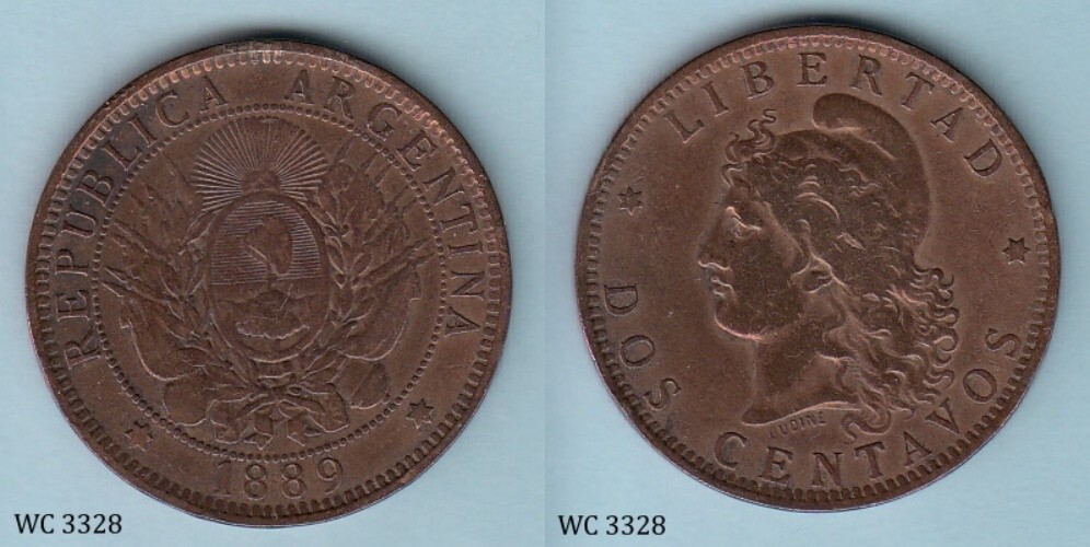 Argentina 2 Centavos 1889 Coin B