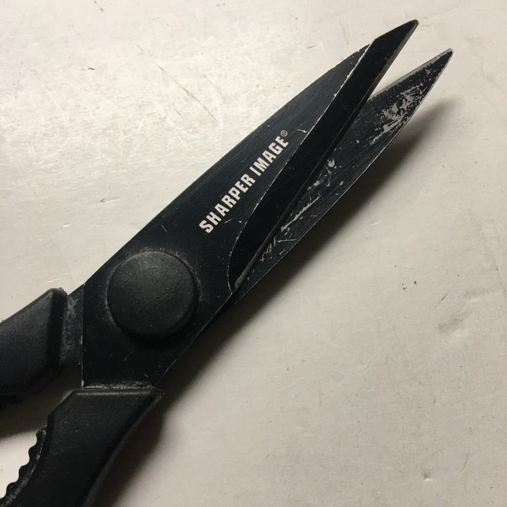 Sharper Image Black Kitchen Scissors Shears With Nut Cracker 8"L x 4.5"W