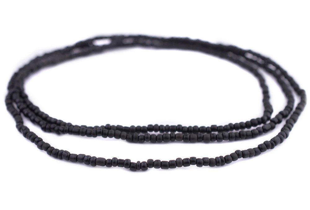 Black Java Glass Seed Beads 4mm, 48 Inch Strand Indonesia