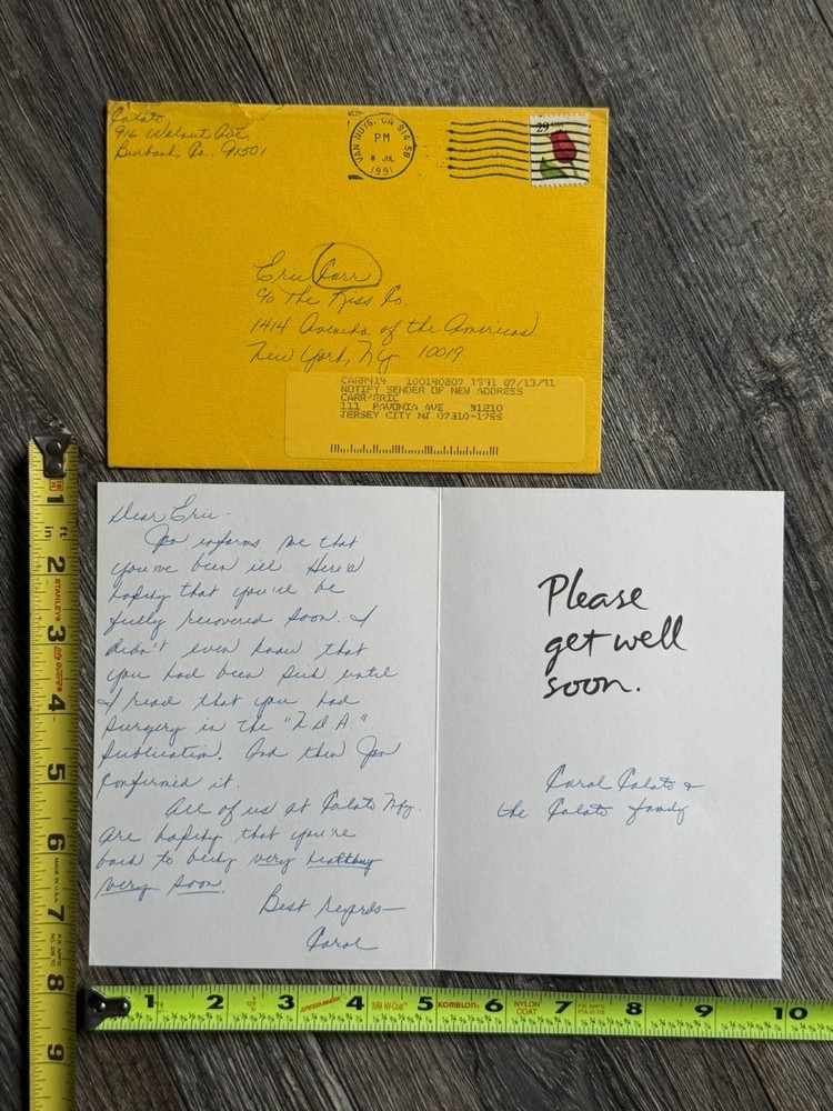 KISS Greeting Card Get Well ERIC CARR Regal Drumsticks 1991 Vintage Kiss