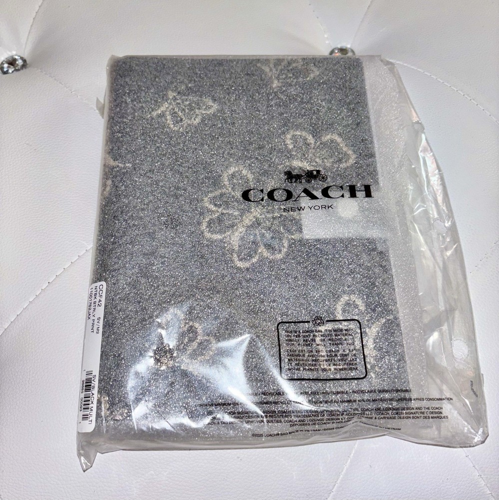 NEW Coach Smooth Leather Butterfly Print Black Multi Notebook Diary Journal