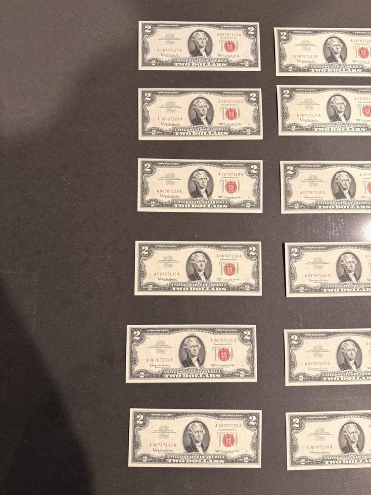 1963 2$ Red Seal Consecutive Order Bills UNCIRCULATED