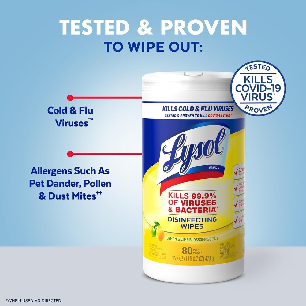 Lysol Disinfecting Wipes Bundle, 80 Count