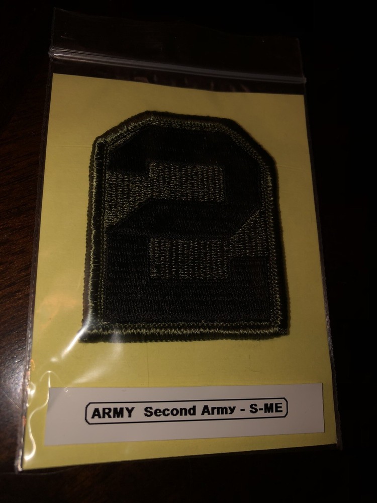 SECOND ARMY / U.S. Army Subdued Patch (Sew-On) Merrowed Edge Unit Patch