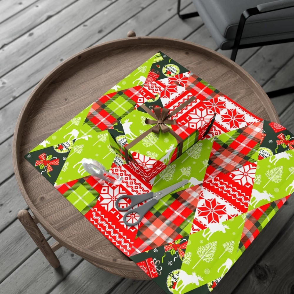 Wrap Papers - Christmas and new year patchwork seamless