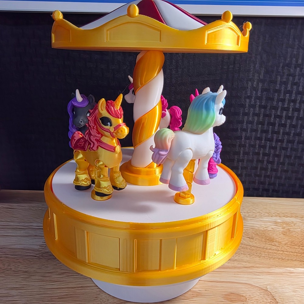 Unicorn Carousel, rotates and unicorns move up and down, 3D Printed Items
