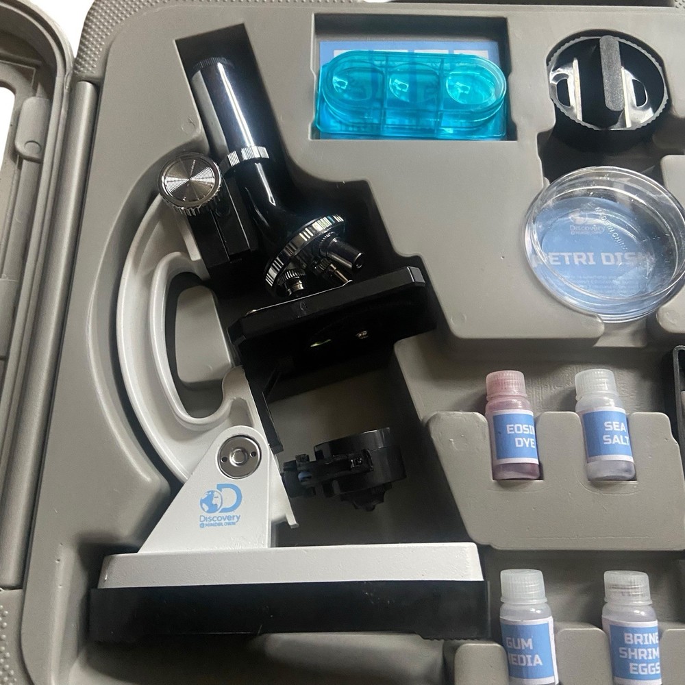 Discovery Microscope Set 48-Piece Durable Metal Framework Open Box Science Kit