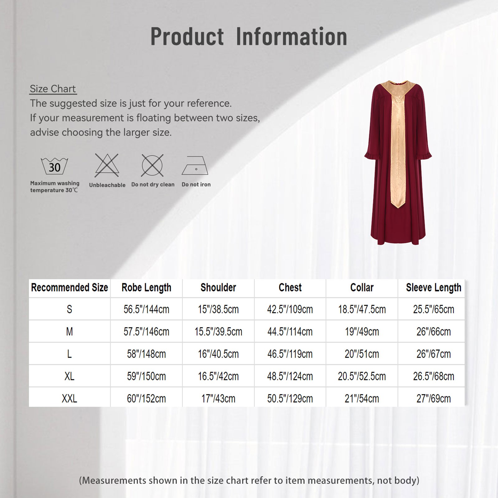 US Women's Clergy Costume Long Robe Pastor Event Stage Sash