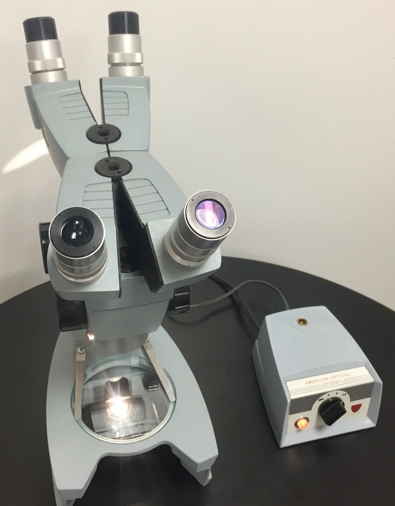 American Optical Cycloptic Dual Head Microscope 56C-103 w light source