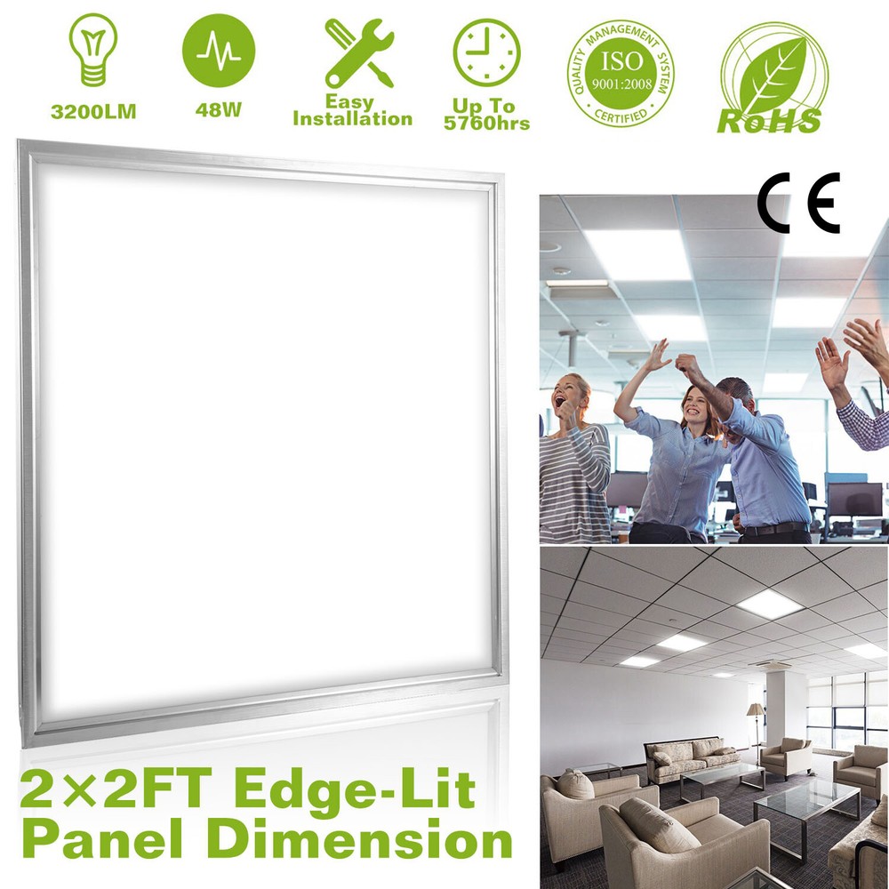 4 Packs 2x2FT White LED Flat Panel Light 48W 7500K Drop Ceiling Light Daylight