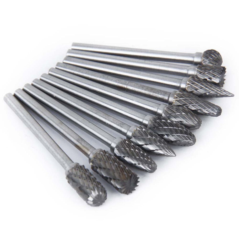 Carbide Burr Die Bits - 10pcs Set for Precision Deburring and Routing