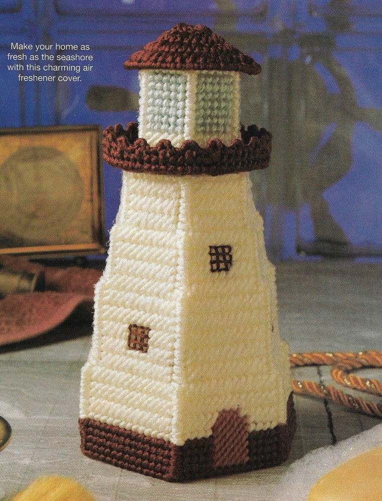 LIGHTHOUSE AIR FRESHENER COVER PLASTIC CANVAS PATTERN INSTRUCTIONS
