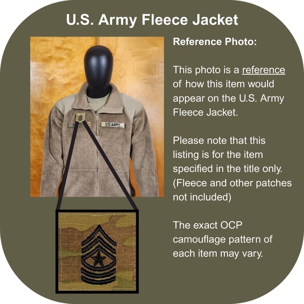 Sergeant Major (SGM) OCP Rank Patch, U.S. Army Combat Uniform (ACU) Hook/Loop
