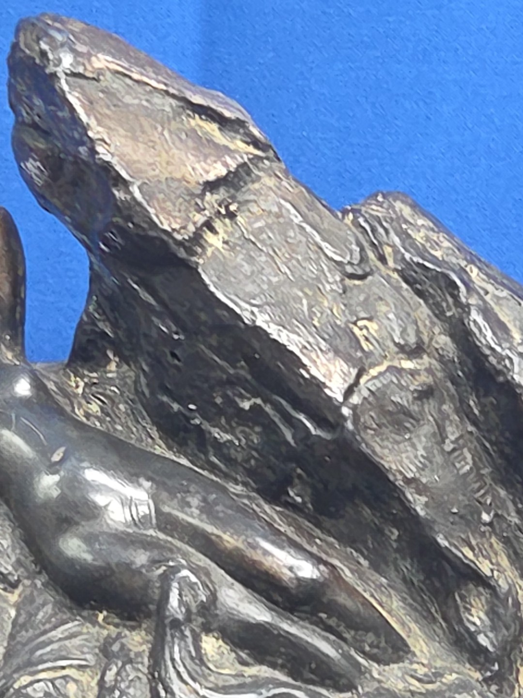 Art Nouveau Nude Maiden Water Inkwell Laying On Rocks Metal Trinket Earings TS