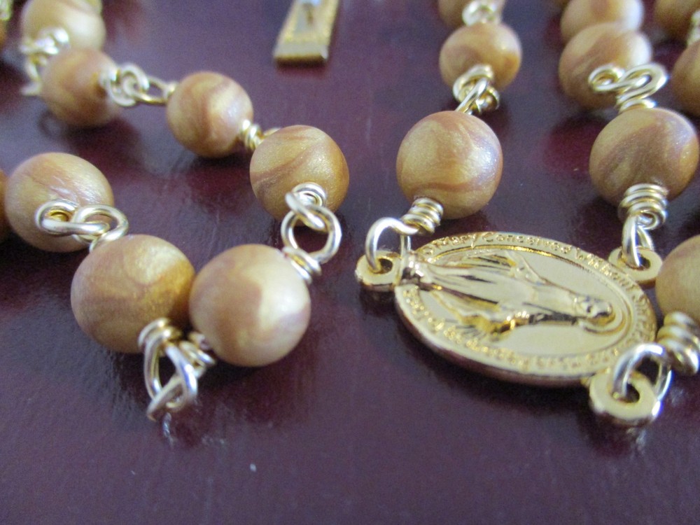 Handmade Gold Polymer Clay Beaded Unbreakable 5 Decade Catholic Rosary