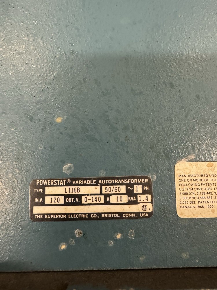 Powerstat Power Stat Variable Autotransformer 120 Vac Input / 0-140 Vac 10A