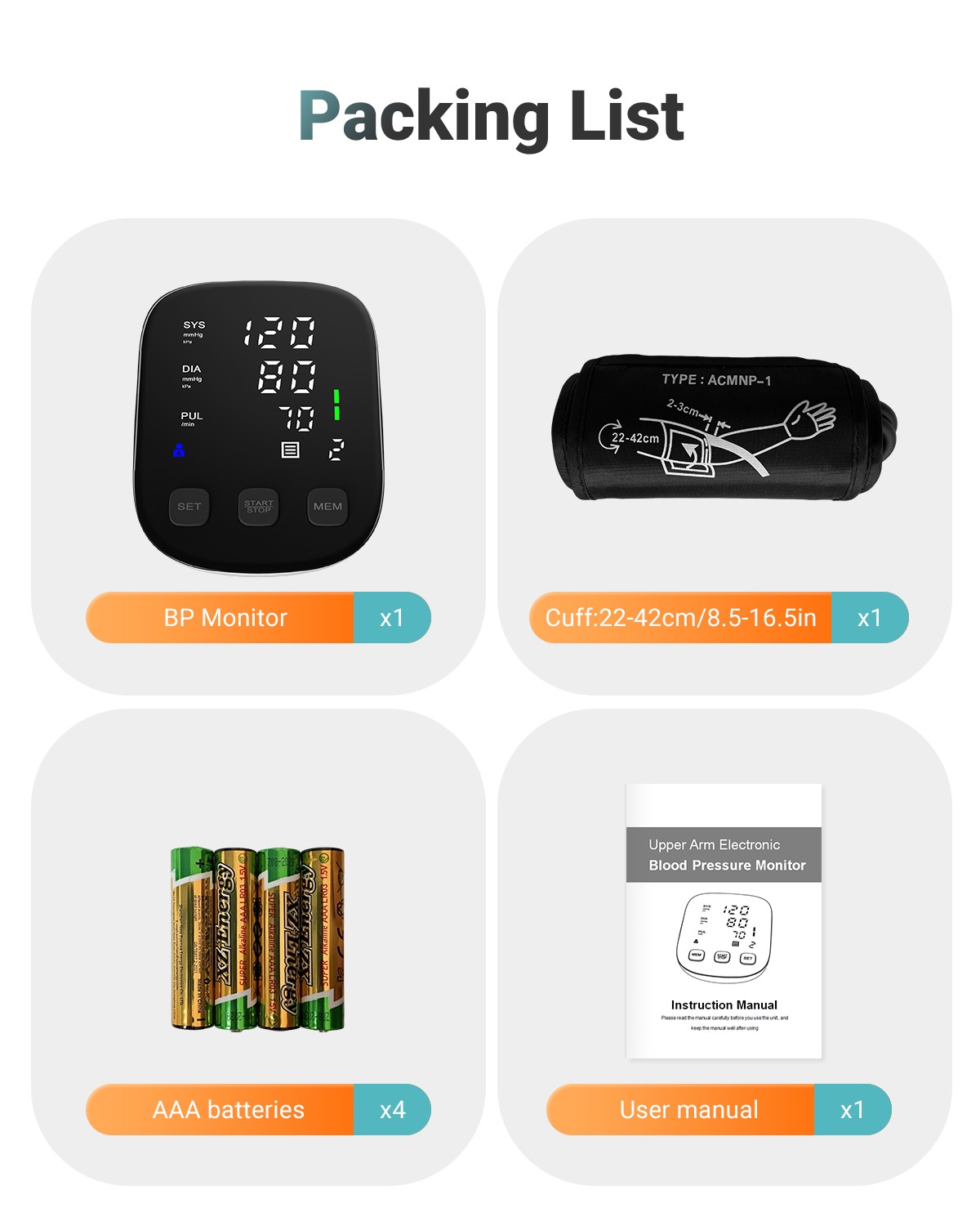 Automatic Blood Pressure Monitor Upper Arm Electronic BP Machine with Pulse Rate