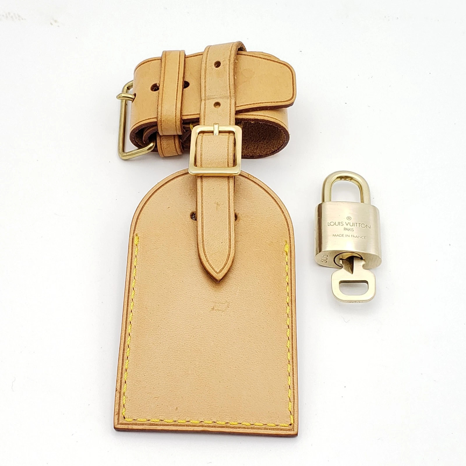 100% Authentic Louis Vuitton Luggage tag /Nametag with Gold Lock and Key
