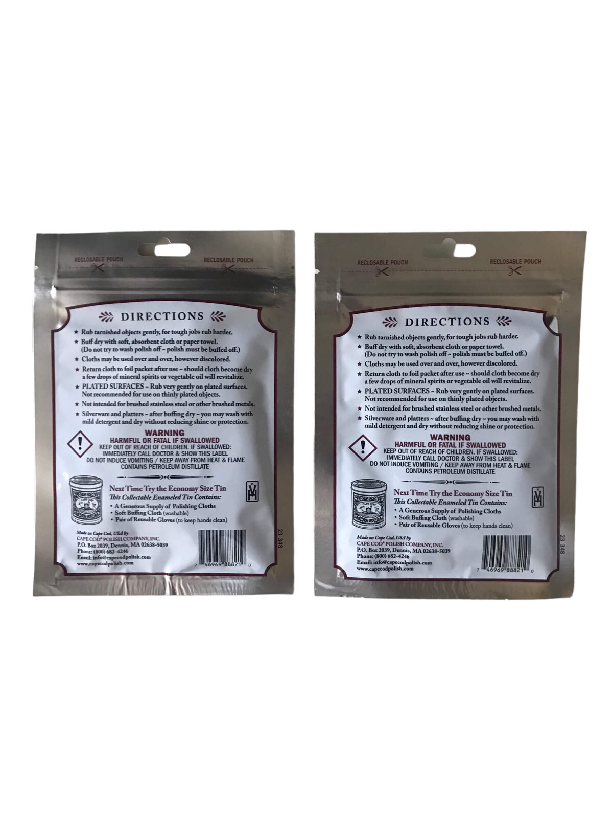 Cape Cod Polishing Cloths for Fine Metals, 2 Pack (4 clothes), Polish Watches