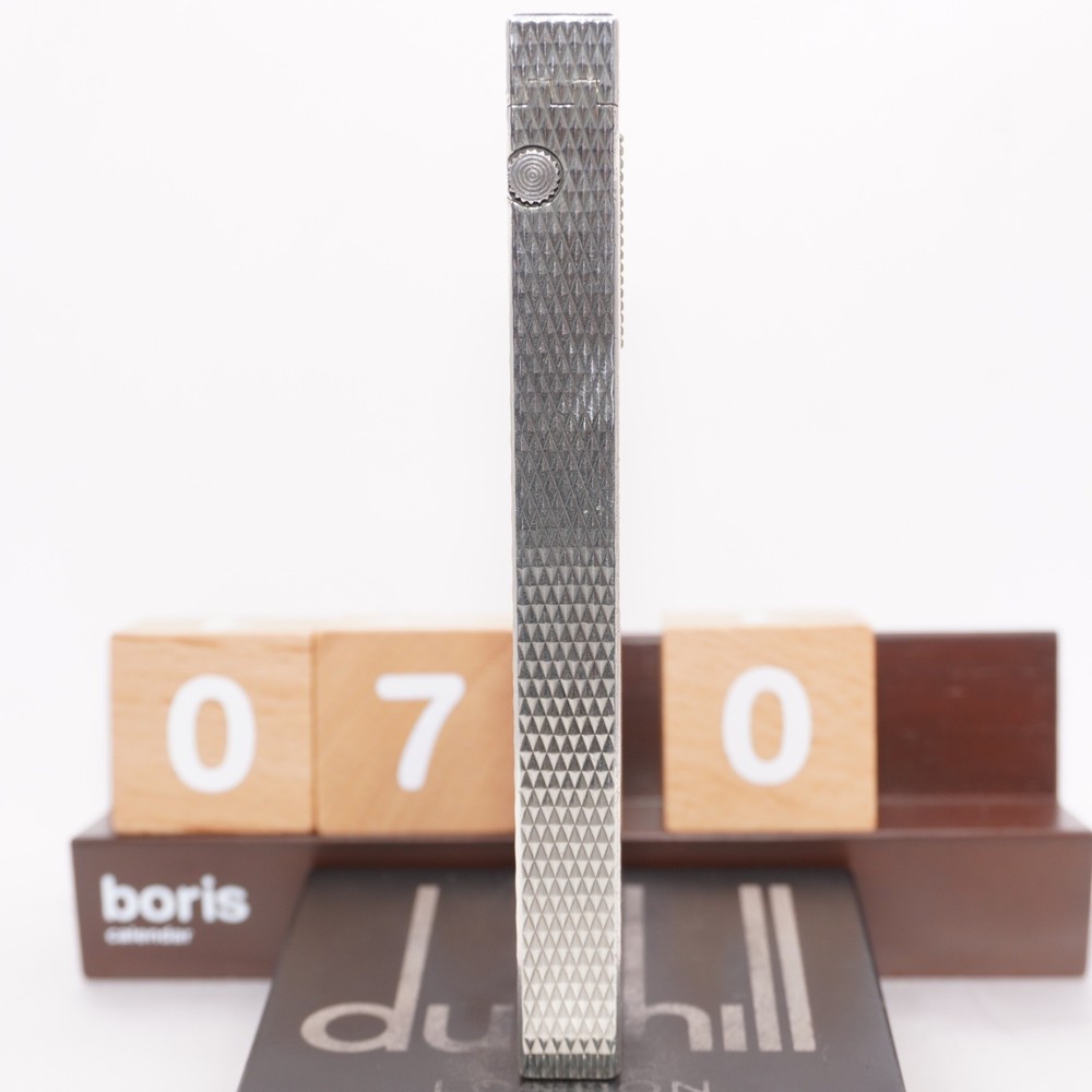 Dunhill Lighter LONGBOY Silver Diamond Pattern _Ultrasonically Cleaned_Working