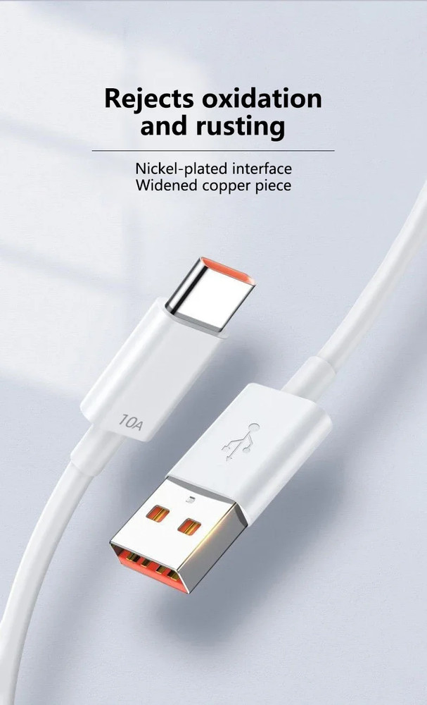 Type C to USB-A White Charging Cord Quick Fast Charging & Data Cable for Android