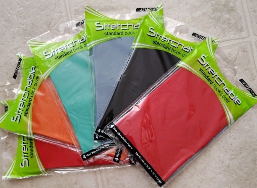 Stretchable Book Covers - Assorted 8"x10" Solid Colors - Pack of 6