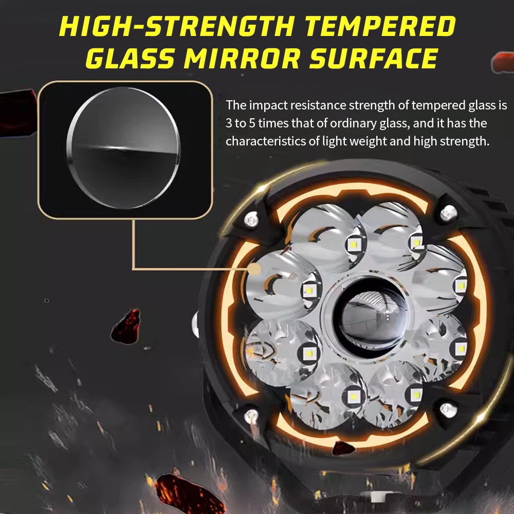 Pair LED Auxiliary Driving Spot Fog Lights Hi/low Beam Motorcycle Adventure Bike