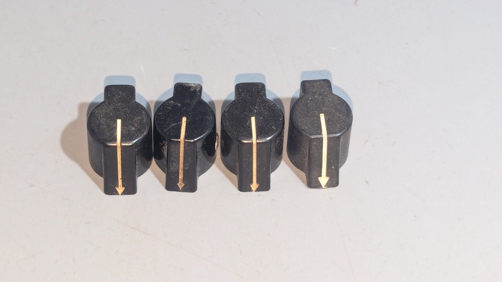 Vintage Radio Control Knobs Pointer Arrow Bakelite Brass Insert Ham Audio