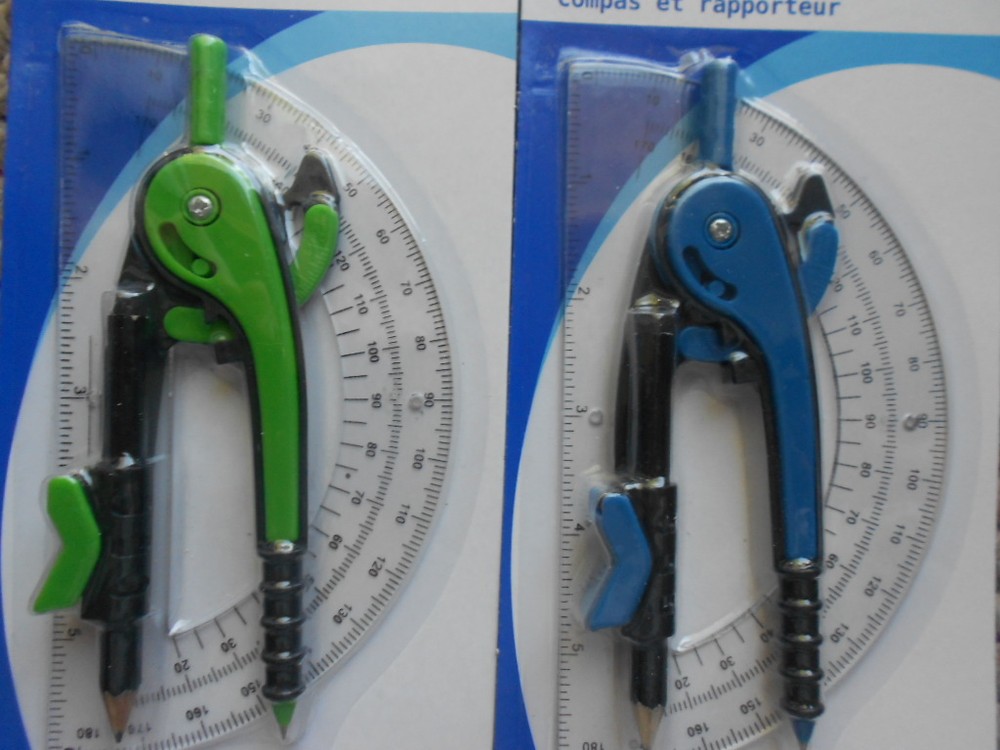 2 Sets of 'Compass and Protractor' // Each Set with 1 Compass & 1 Protractor //