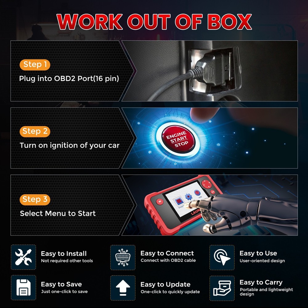 2026 LAUNCH CRP123 OBD2 Scanner ABS SRS Code Reader Engine Car Diagnostic Tool