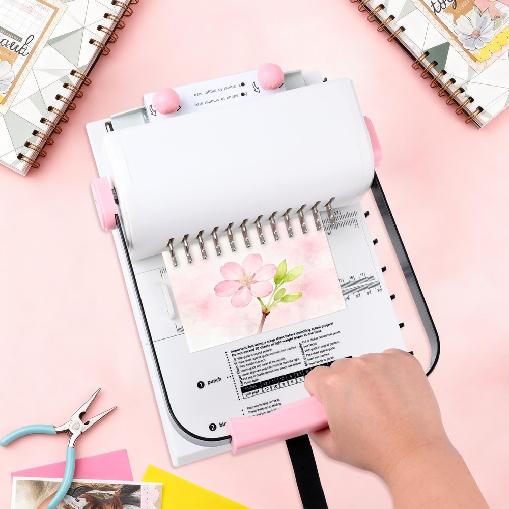 Book Binding Machine with Slide Ruler Compatible with Wire or Spiral Coils, M...