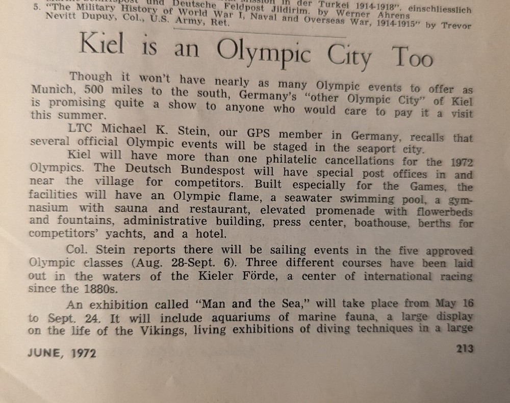 German Postal Specialist Jun 1972 1972 Olympic Semipostals Inflation Period