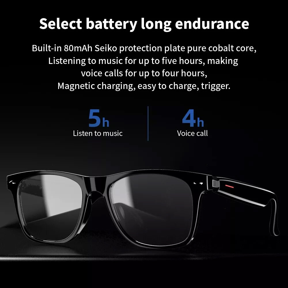 Smart Glasses Polarized Sunglass Audio Mic Speakers Bluetooth Call Remote Camera
