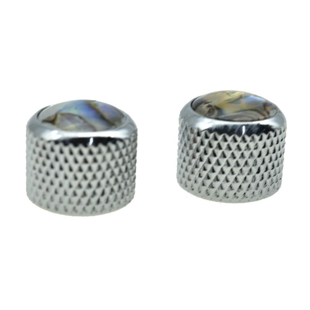 KAISH 19.5mm Abalone Inserts Dome Knobs Guitar Bass Knobs fits PBass/Tele Chrome