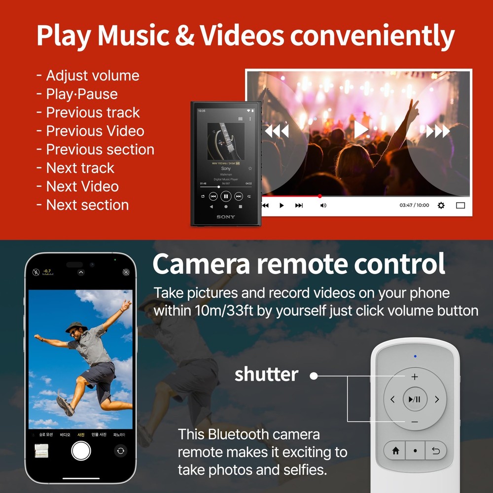 Bluetooth Remote Control Page Turner Clicker for Boox, e-Reader, TikTok Black