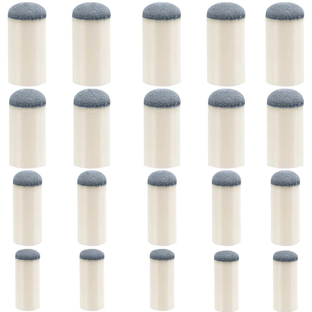 Keromtein 20pcs Slip On Pool Cue Tips, 4 Sizes Queue Stick Tips Replacement Kit