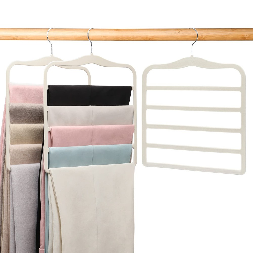 3 PCS Velvet Pant Hanger Space Saving Non Slip Multifunctional Organizer