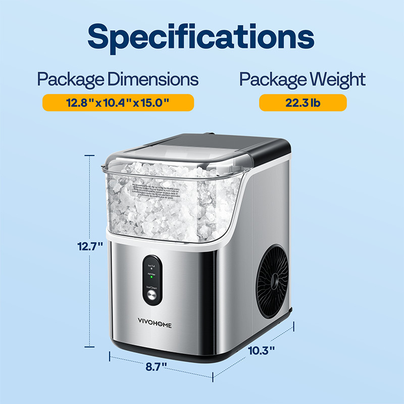Nugget Ice Maker Countertop Chewable Ice Machine Automatic Self-Cleaning 33LBS