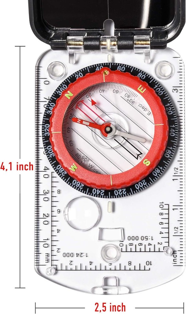 Sighting Compass Mirror Adjustable Declination - Boy Scout Compass Survival