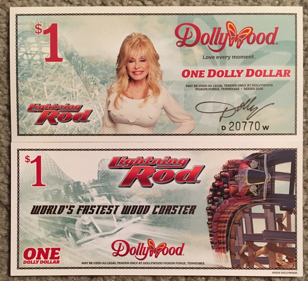 DOLLY DOLLAR FROM DOLLYWOOD UNCIRCULATED SERIES DW 2016 WITH DOLLYWOOD ENVELOPE