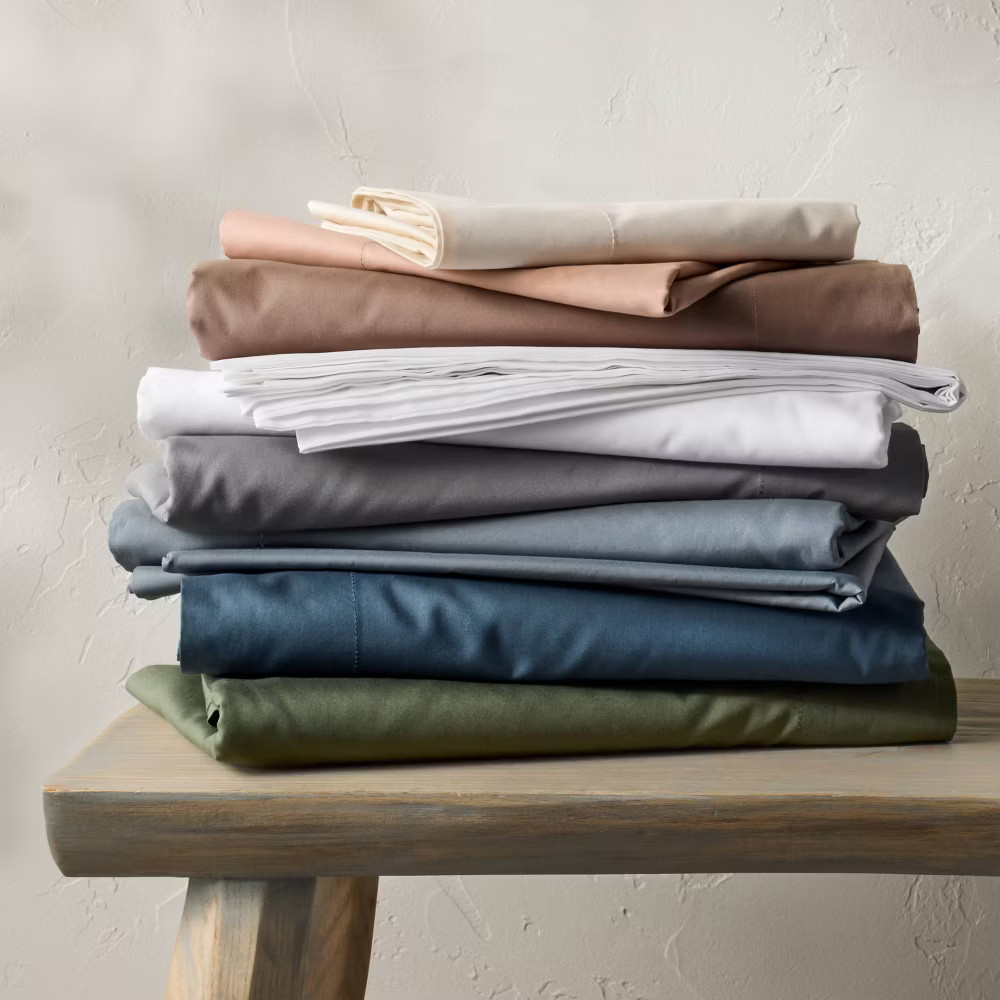 Queen 400 Thread Count Percale Sheet Set Mineral Blue - Casaluna