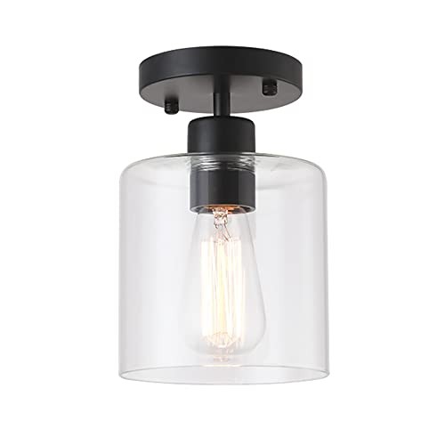 Black Modern Semi Flush Mount Ceiling Light,Rustic Ceiling Light black 1 pack