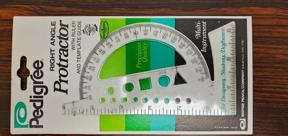 Right Angle Protractor with Ruler And Template Guide