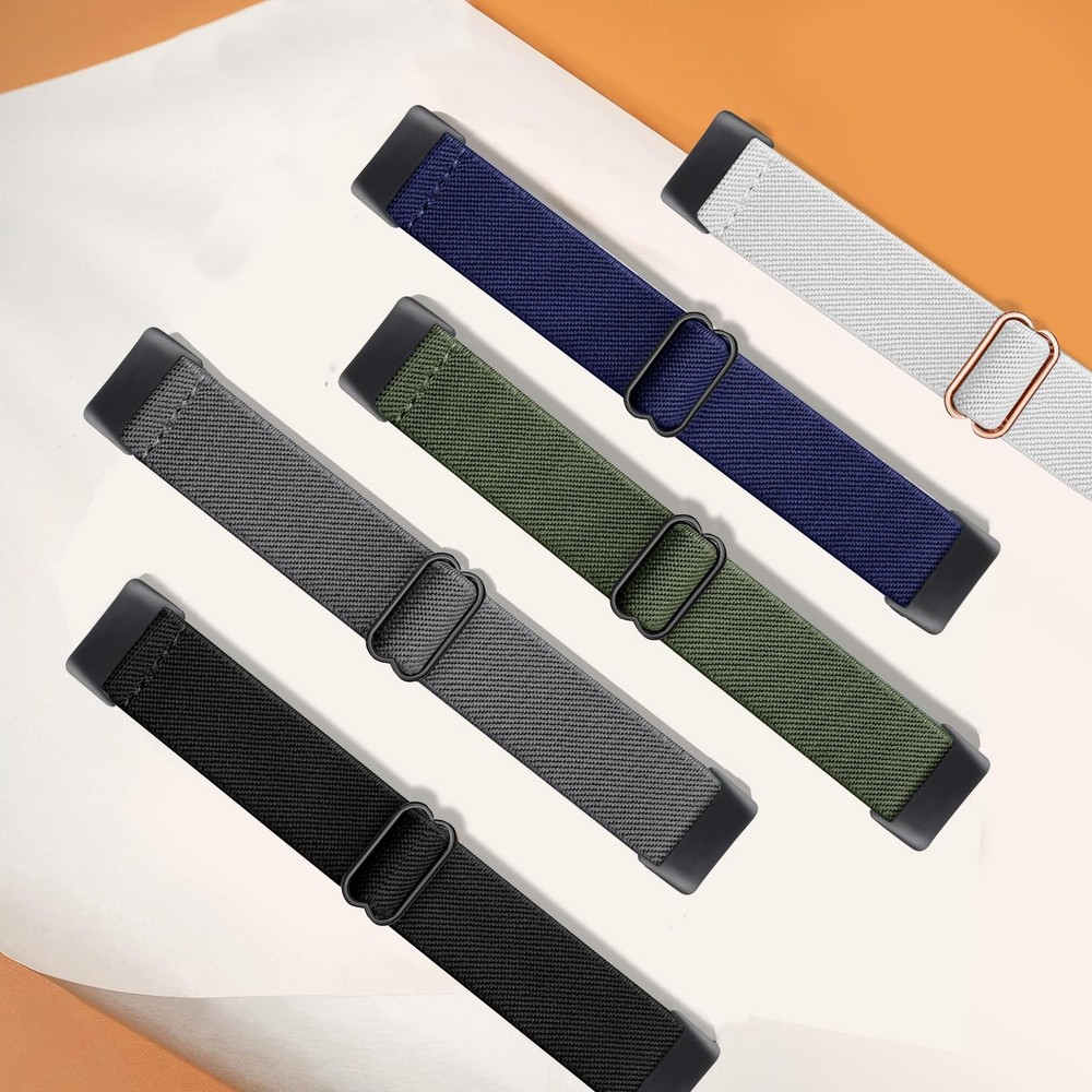 5-Pack Nylon Elastic Watch Bands for Fitbit Charge 5/6 Loop Strap