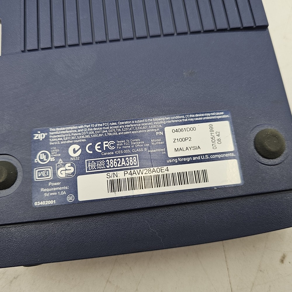 Iomega External Parallel ZIP-100 Drive Z100P2 NO Cable or AC Adapter Untested
