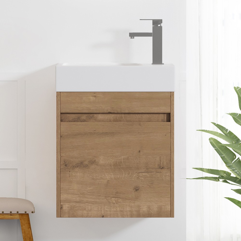 18''  Bathroom Vanity Wall Mount Cabinet Floating with Ceramic Sink