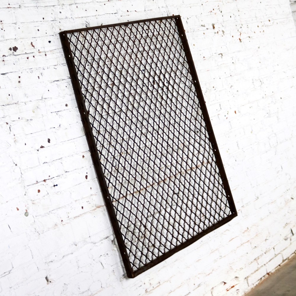 Antique Primitive Industrial Woven Wire Window Security Guard