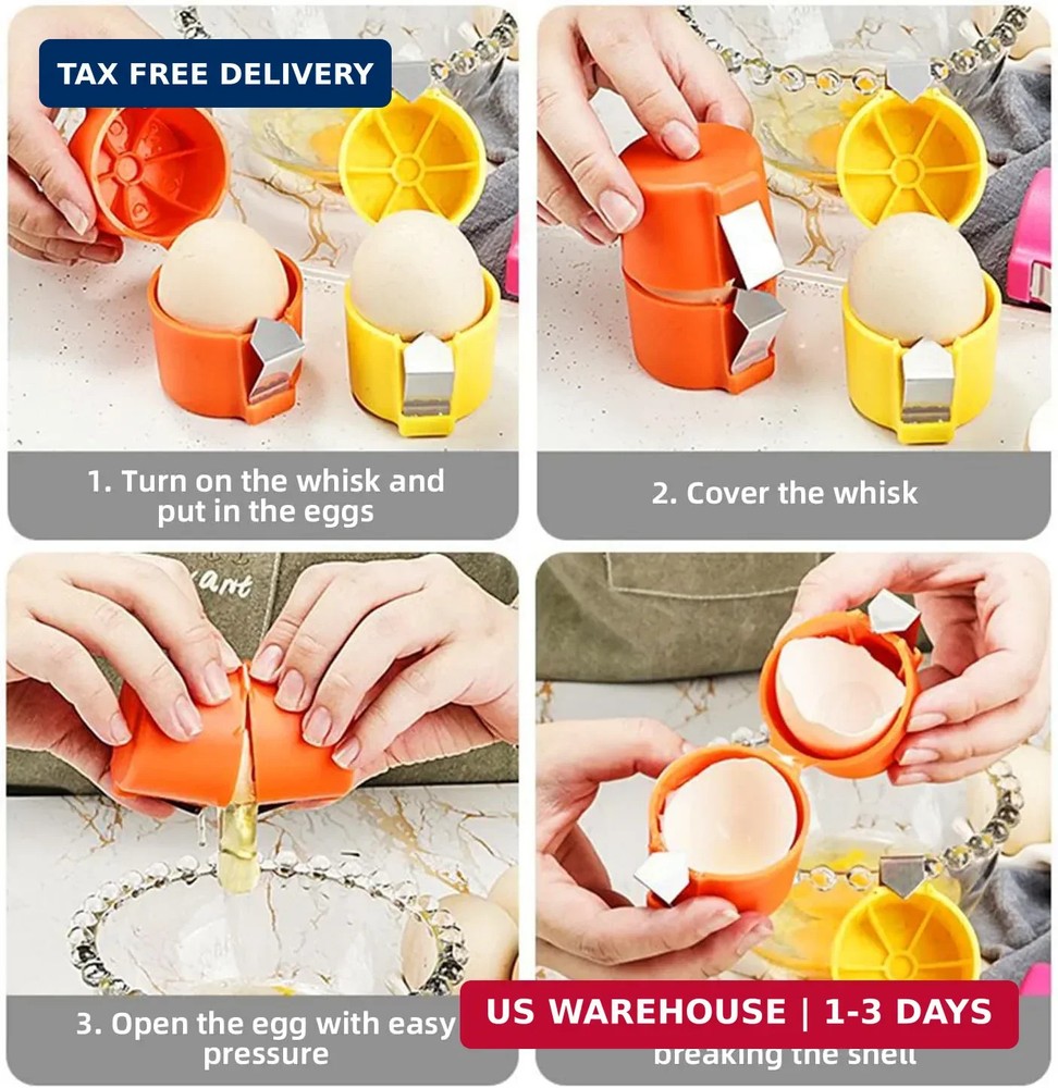 3 PCS Egg Shell Opener Egg Separator for Raw Eggs,Hard Boiled Egg Peeler Egg Cub