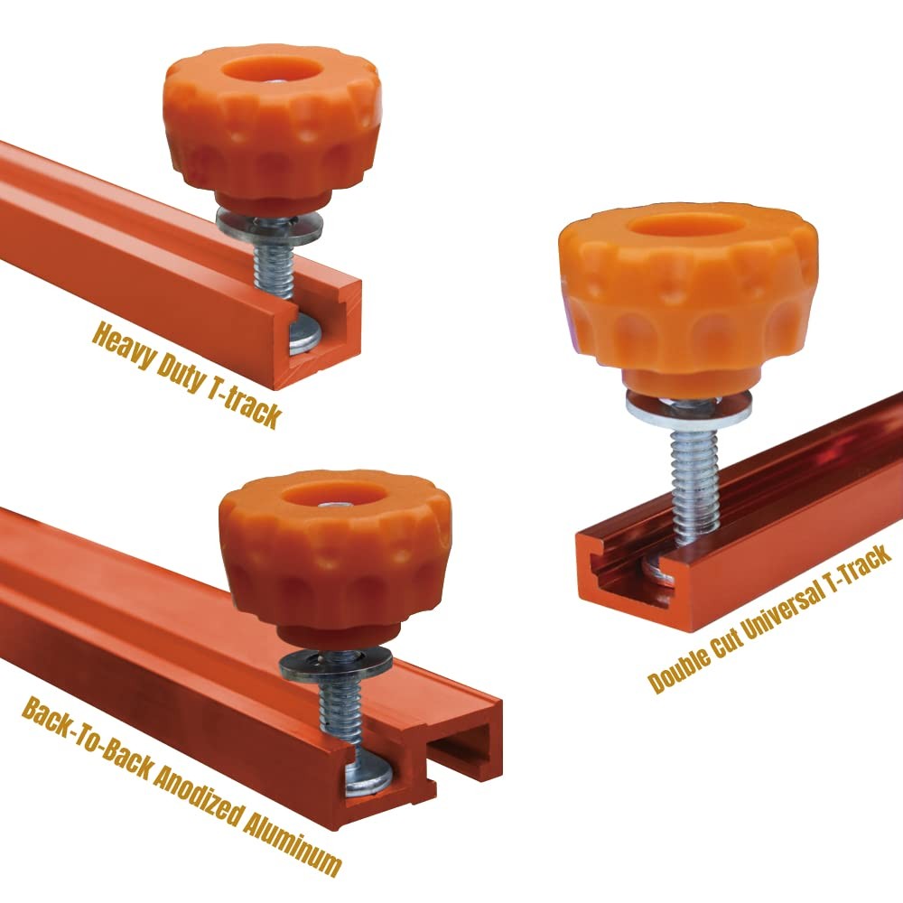 T-Track Knob Kit with Threaded Through 1/4-20 Knobs, T-Bolts and Washers for ...