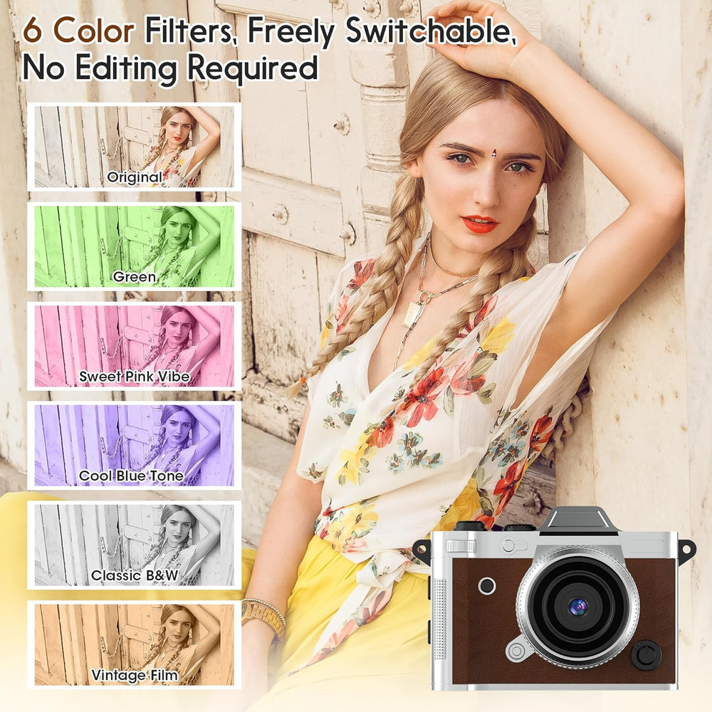 Tiny Digital Camera, Vintage Mini Keychain Camera for Teens & Beginners, Premium